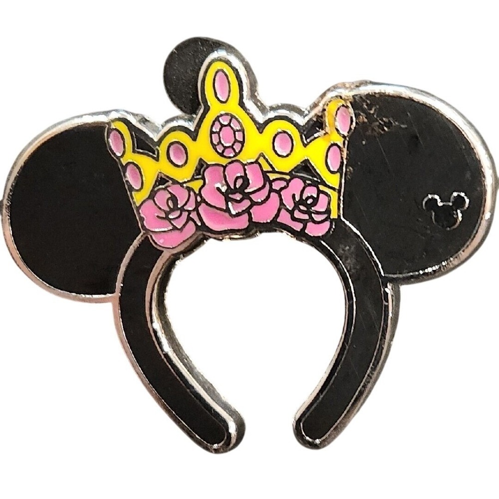 Disney HKDL Game Princess Crown Mickey Ear Headband Enamel Pin Black Pink Yellow
